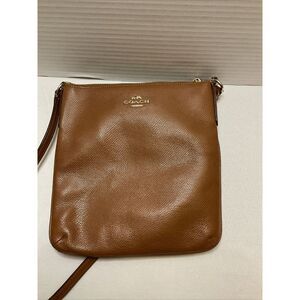 Coach Mini Rowan File Pebbled‎ Leather Crossbody Shoulder Handbag Purse Cognac